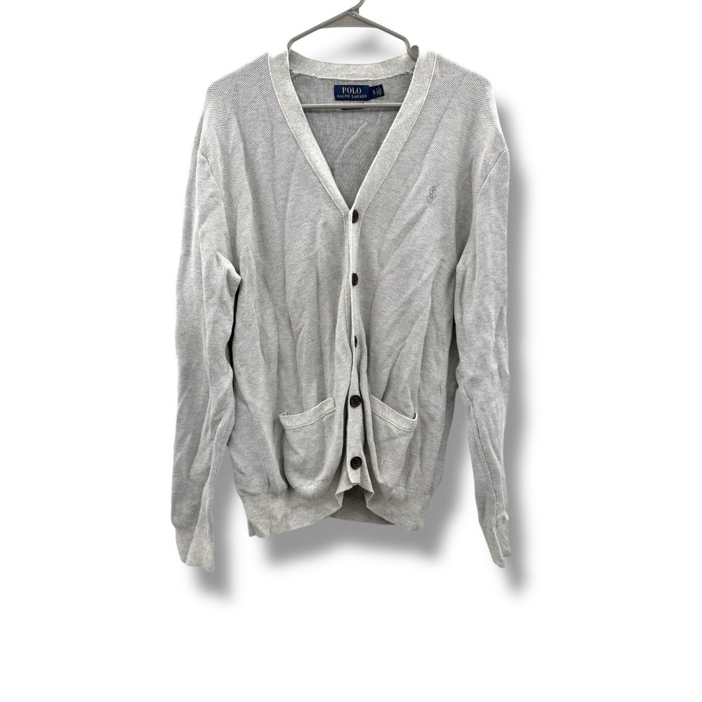 Polo Ralph Lauren Men's Pima Cotton Cardigan Sweater Light Gray XL